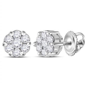 10k Diamond Flower Cluster Earrings - 1/4TW