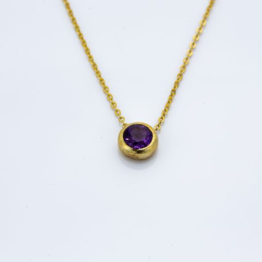 925 Sterling Silver with Purple & Green Stone Gold. Plated Necklace