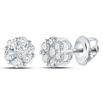 10k Diamond Flower Cluster Earrings - 1/2TW