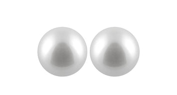 18K White Pearl Stud Earrings - LJ