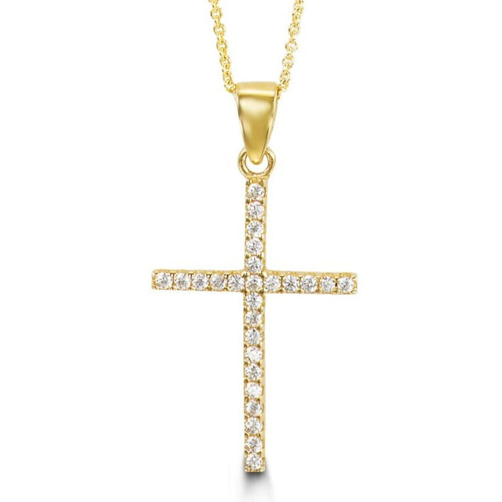 10k Yellow/White/Rose Gold CZ Cross - 6160