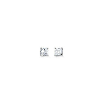 10K White Gold Cubic Zirconia Stud Earrings - Square