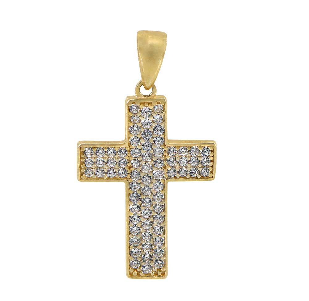 10K Yellow Gold Cross -CZ - P009