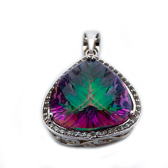 925 Sterling Silver Pendant with Genuine Mystic Topaz