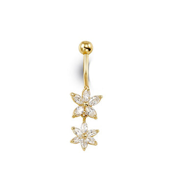 14K Yellow Gold Belly Ring Blossoms - 7031