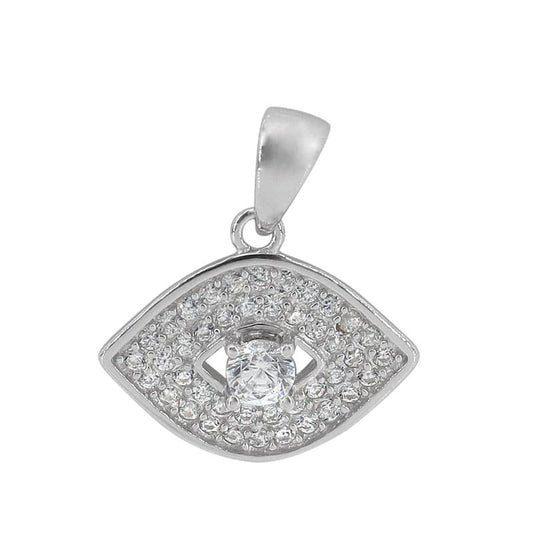 925 Sterling Silver Evil Eye Pendant with CZ-CHCZ0500