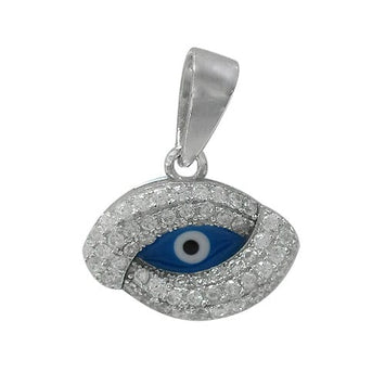 925 Sterling Silver Evil Eye Pendant with Stone CHCZ0300-BLUE