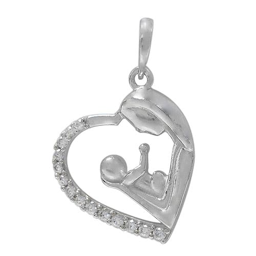 925 Sterling Silver Mother & Child Pendant - CHCZ7011