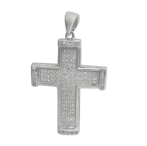 925 Sterling Silver Cross Pendant with CZ-CHCZ7112-RH