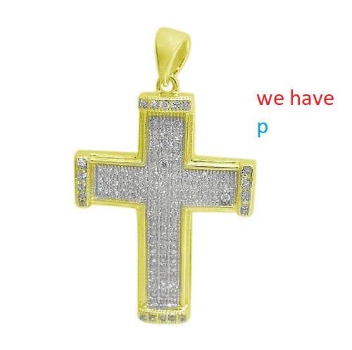 925 Sterling Silver Cross Pendant with CZ - Gold plated CHCZ7112