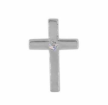 925 Sterling Silver Cross Pendant with CZ - CHCZ7151 White