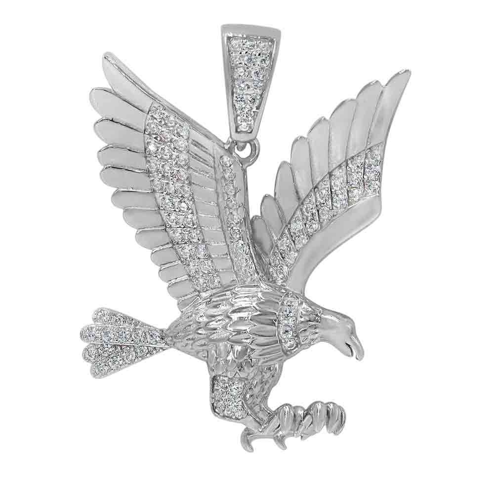 925 Sterling Silver Eagle Pendant with CZ-CHCZ7228-RH