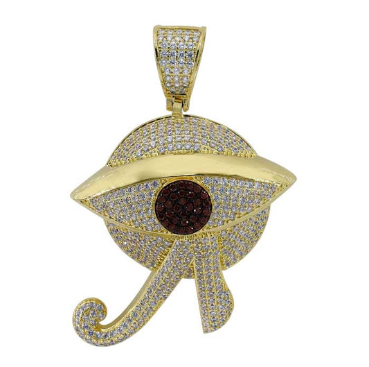 925 Sterling Silver Egyptian Eye Pendant with CZ-CHCZ7234-GOLD