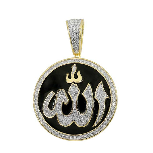 925 Sterling Silver Allah Pendant with CZ-CHCZ7235