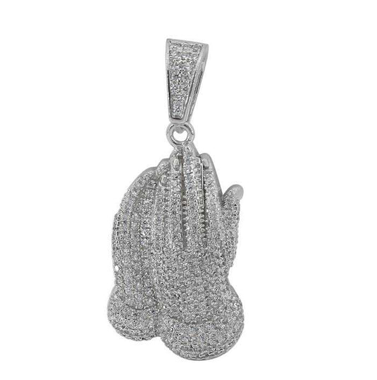 925 Sterling Silver Praying Hand Pendant with CHCZ7238-RH