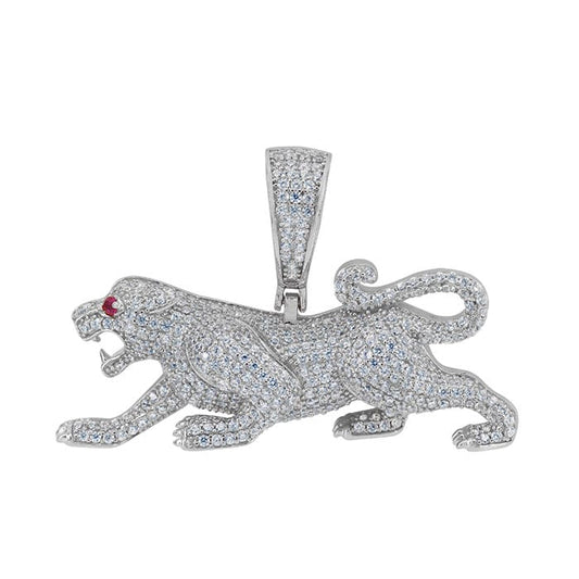 925 Sterling Silver Panther Pendant with CZ-CHCZ7243-RH