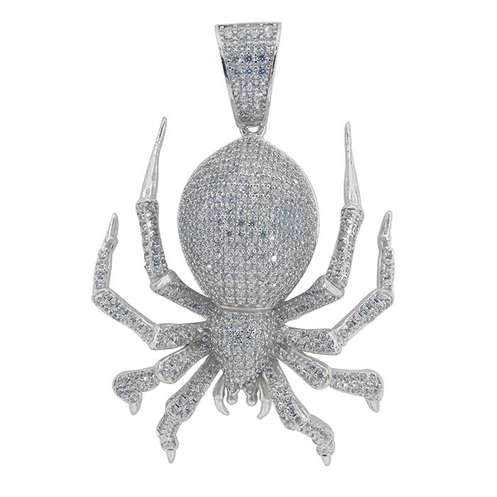 925 Sterling Silver Spider Pendant with CZ-CHCZ7247-RH