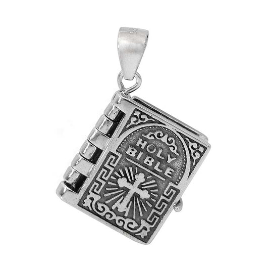 925 Sterling Silver Bible Pendant with CZ-CHPL5645-1