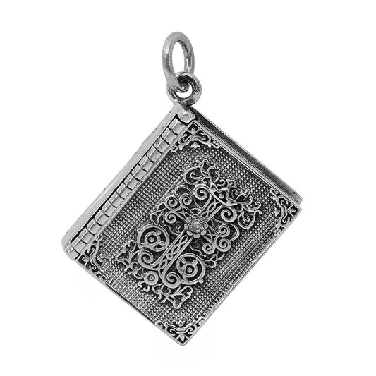 925 Sterling Silver Bible Pendant with CZ-CHPL5677-1