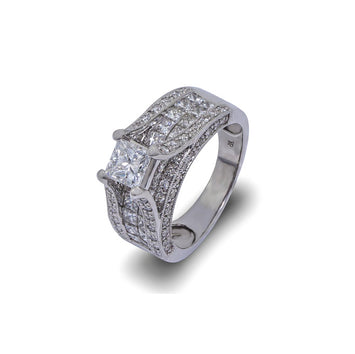 14K Round/Princess Diamond Bridal Ring