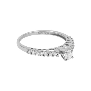 14K White Gold Diamond Engagement Ring - 0.35Ct.