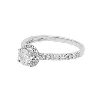 14k White Gold Diamond Engagement Ring - 1.02Ct.