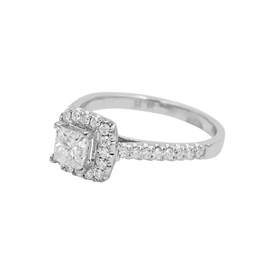 18K White Gold Princess Cut Diamond Ring - 1.0Ct.