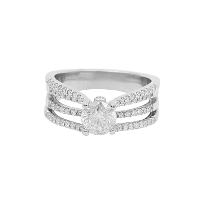 14K White Gold Diamond Engagement Ring -1.82Ct.