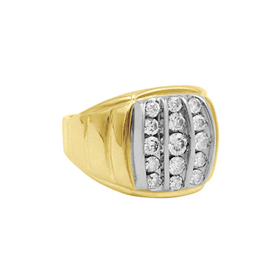 14K Yellow Gold Diamond Men's Ring - DTW-1.30CT