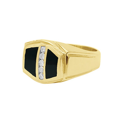 14K Yellow Gold Men's Diamond Ring - 0.27Ct