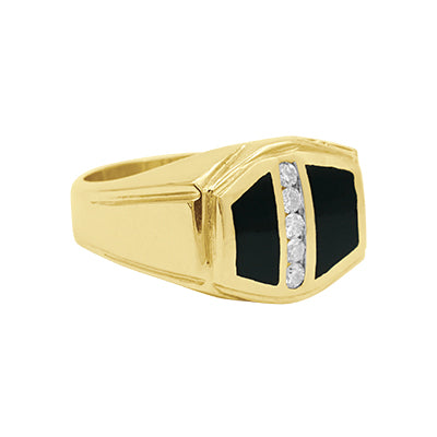 14K Yellow Gold Men's Diamond Ring - 0.27Ct