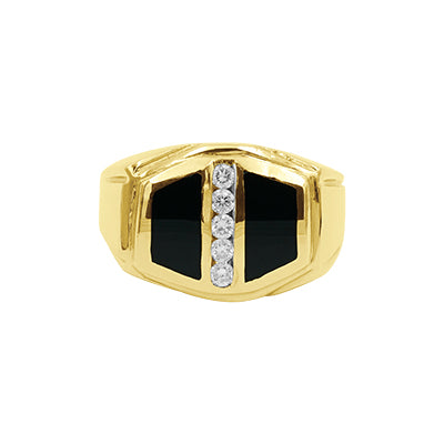 14K Yellow Gold Men's Diamond Ring - 0.27Ct