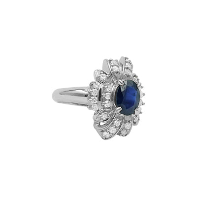 Oval Ruby Ring with Floral Halo
