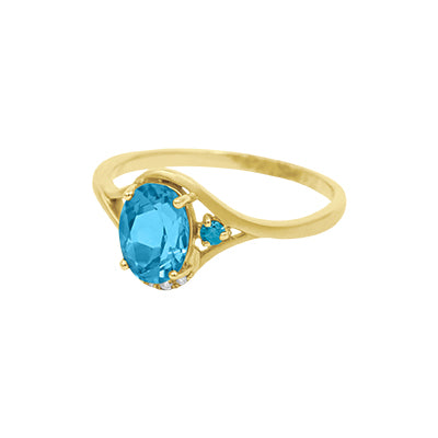 14K Blue Topaz Criss Cross Ring with Diamonds