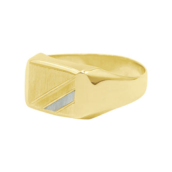 10K Yellow and White Gold Rectangular Onyx and Diamond Men's Ring -  Bijouterie Langlois