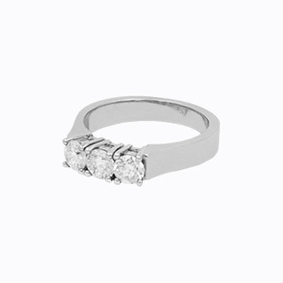 14K White Gold Diamond Anniversary Ring - 1.0Ct