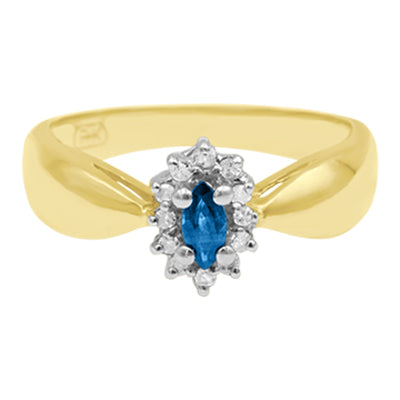 Unazë 14K Marquise Sapphire Solitaire me diamante