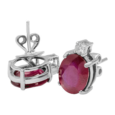 14K Ruby White Gold / Diamond Earrings