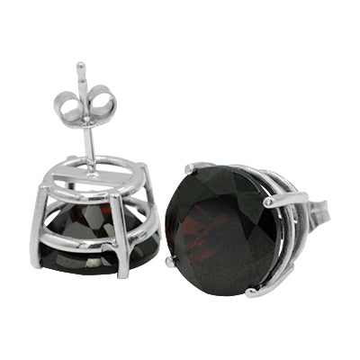 14K Garnet White Gold Earrings