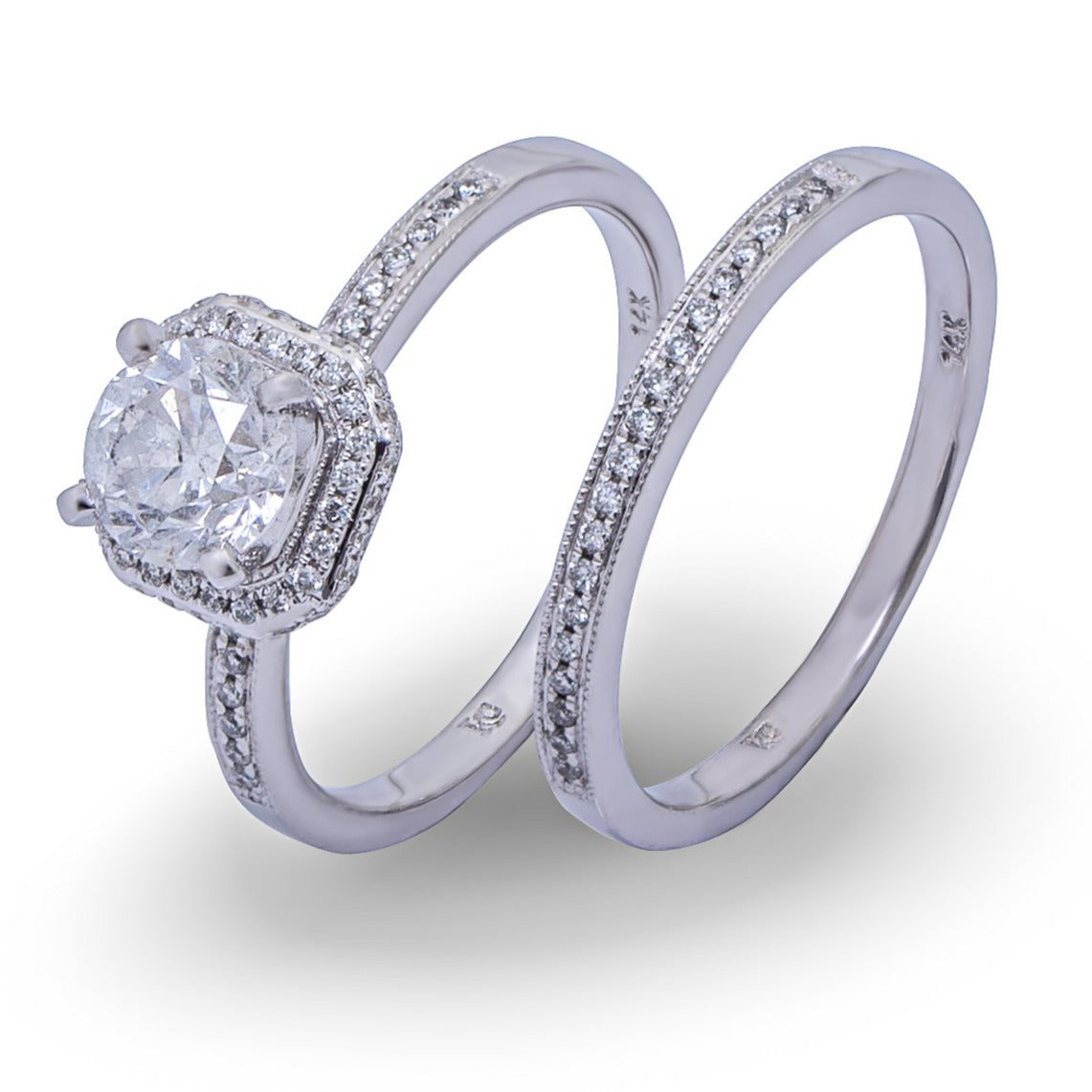 14K Round Diamond Wedding Band