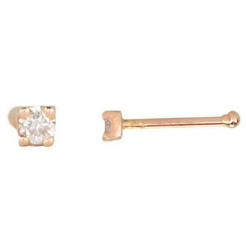 14K Pink Straight claw Setting Nose Pin with Diamond NPD-130P 3Pts