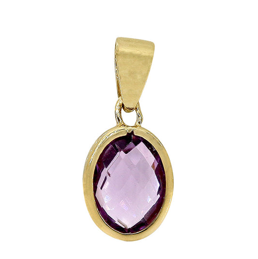 10K Yellow Gold Amethyst Pendant - P62