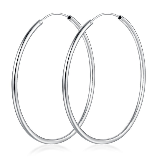 925 Sterling Silver Hoop Earring SI-PR-H60M-W