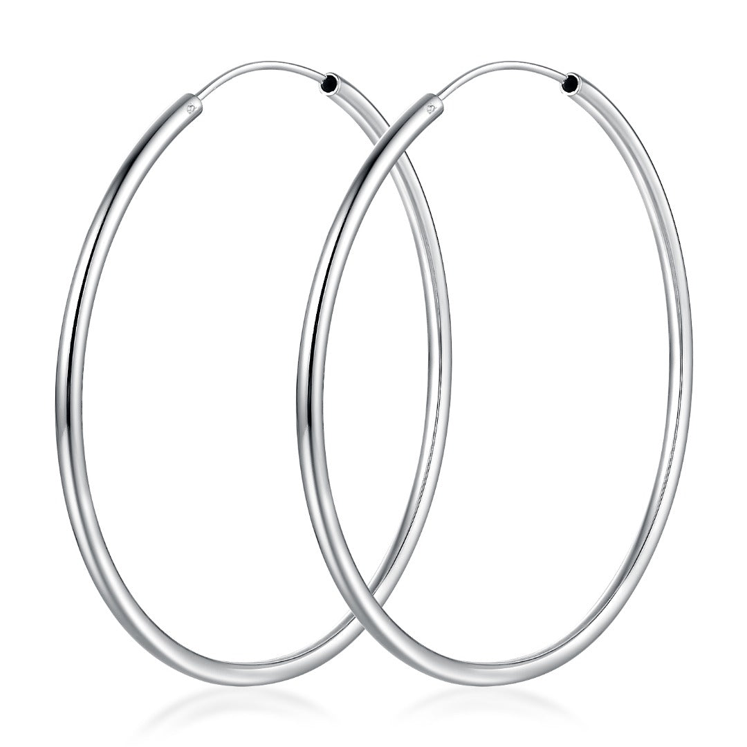 925 Sterling Silver Hoop Earring SI-PR-H55M-W