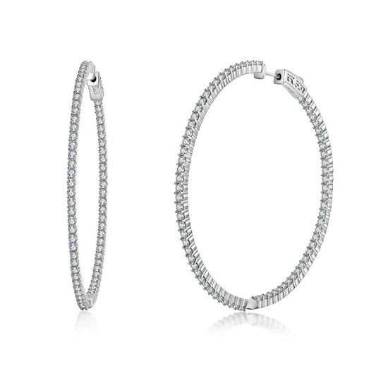 925 Sterling Silver Hoop Pierced Earring with CZ SI-PR-29591