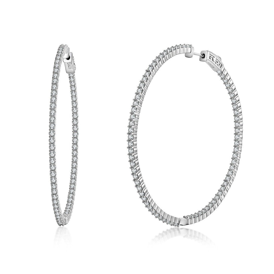 925 Sterling Silver Hoop Pierced Earring with CZ SI-PR-29592