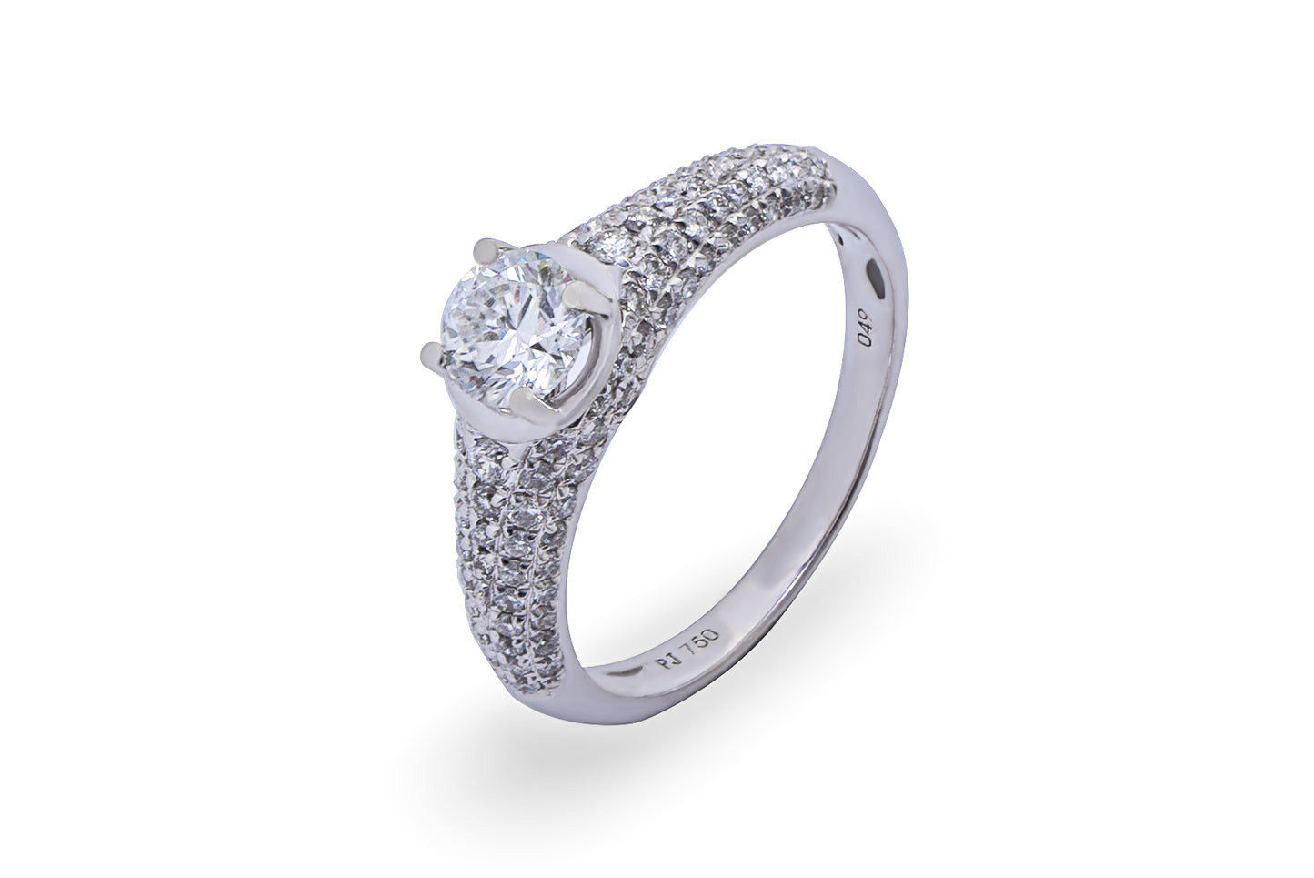 18K Round Diamond Halo LG Bridal Ring