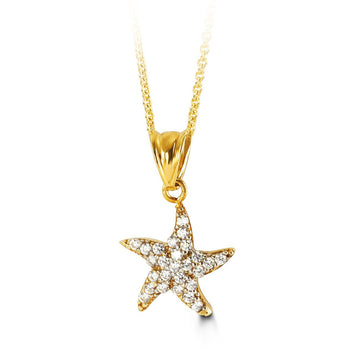 10K Yellow Gold Star of David with CZ Pendent - Charmed 3206