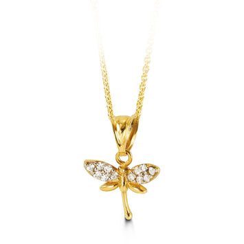 10K Yellow Gold Butterfly With CZ Charm - Charmed 3207