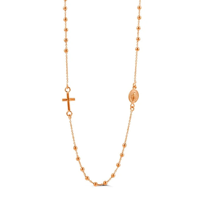 14K Rose Gold Rosary Necklace - Hope3155